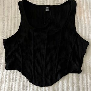 SHEIN Black Ribbed Crop Tank Top
